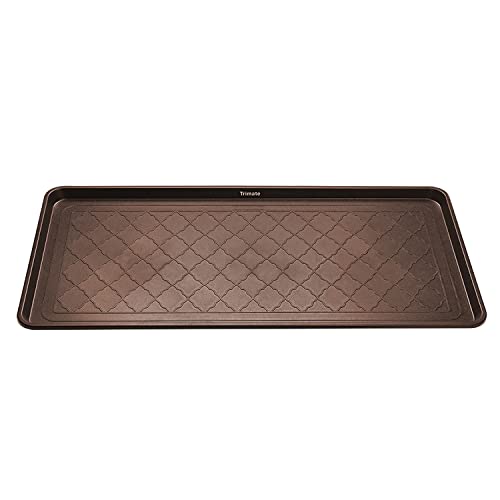 All Weather Boot Tray Extra Large 40"x20" - Brown Plastic Shoe Mat | Multi-purpose mudroom entryway tray with 1.25" raised edges - fits shoes, pet bowls & plants - 100% recycled polypropylene - style: Brown