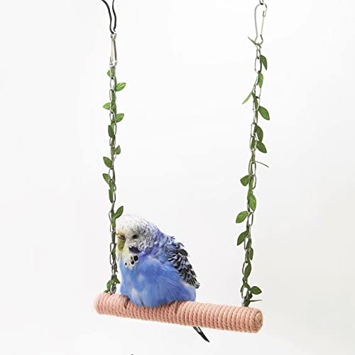 La La Pet® Hanging Wooden Pet Bird Swing with Cotton Rope Bird Cage Swing Bird Perch Swing Bird Cage Perch Bird Perch Stand Bird Swing Toy for Parrots Parakeets Cockatiels Lovebirds Peach Red - color: Peach Red