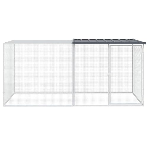 Galvanized Steel Chicken Cage with Roof 79.9"x38.6"x35.4" Anthracite Metal Animal Hutch for Indoor Outdoor Use, Rabbit Coop Duck Pen with Extension Cage and Lockable Door - size: 79.9" x 38.6" x 35.4" (L x W x H)