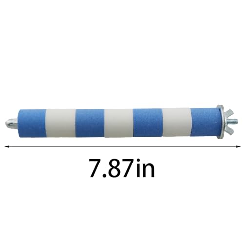 TAODAN 20x2.5cm Parrot Nail Grooming Stick Blue and White Bird Claw Grinding Sandstone Perch Suitable for Most Bird Coop
