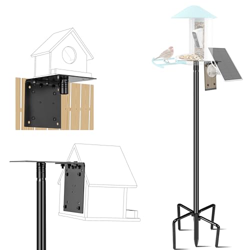 Ottsuls Bird Feeder Pole, 109 Inch Heavy Duty Bird House Pole Kit for Outdoors, with 5-Prong Base Feeding Station for Wild Birds Watching, Adjustable Feeder Stand (House Not Included) - size: 109 IN-1Pack