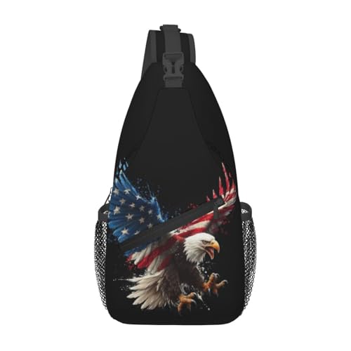 Eagle Sling Bag for Women, Crossbody Bag American Flag Bald Eagle Sling Backpack for Men, Casual Shoulder Bags Lightweight Gym Outdoor Sports Travel Hiking Fishing Daypack - color: Eagle