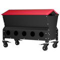 Heavy Duty Chicken Feeder 120 lbs Large Capacity, Metal Automatic Poultry Feeding Box with Waterproof Lid, Raised Standing Feeder with Wheels for Hens & Roosters, Portable & Easy to Move