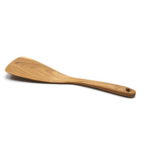 FAAY 11.5” Left-Hand Compact Wooden Spatula – Angled Teak Turner for Left-Handed Cooking, Flat Wide Blade for Stir-Fry, Flipping & Scraping, Handcrafted Thai Teak, Safe for Nonstick Cookware - size: 11.5 Inch Spatula - LEFT