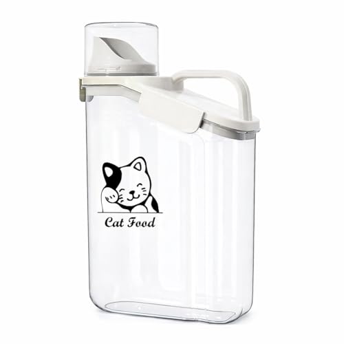 Pet Food Storage Container with Measuring Cup and Pour Spout - Airtight, Leakproof, Portable Pet Food Dispenser for Travel - 2.8L - color: CAT