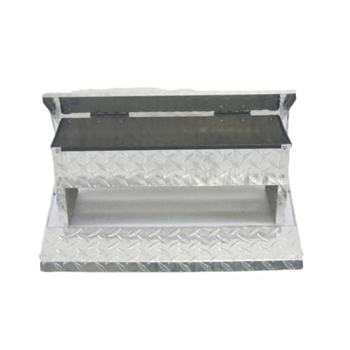 Treadle Large Poultry Feeders Aluminium Automatic Chicken Feeder No Waste Rat Proof Trough with Weatherproof Lid for Duck Fowl 11 lbs Capacity - size: 20.1"×12.5"×7.5" 11lbs