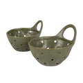 Creative Co-Op Set of 2 Green Reactive Glaze Stoneware Colanders - color: Green, size: Large/Small