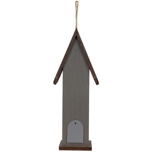 Wooden Birdhouse with Metal Bird Wall Decoration - 14.5" - Antique White
