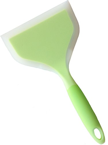 Silicone Wrapped Plastic Fish Spatula Pancakes Shovel Non-Stick Heat-Resistant Wide Flat Turner For Egg Tamales Pizza (Green) - color: Green 1