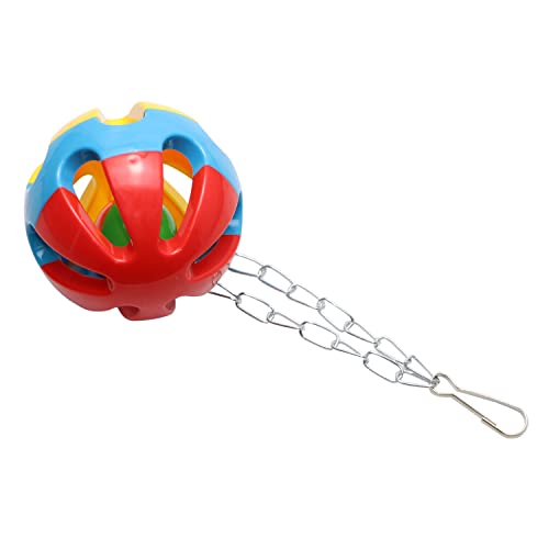 Wontee Bird Hanging Ball with Bell Colorful Chewing Treat Toy for Parrot Parakeet Cockatiel Conure Lovebird Dog Puppy Cat (3 PCS) - size: 3 PCS