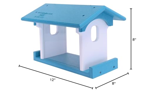Bluebird Feeder - Poly Lumber - Hanging Blue Bird Feeder for Mealworms (Aruba Blue and White) - color: Aruba Blue and White