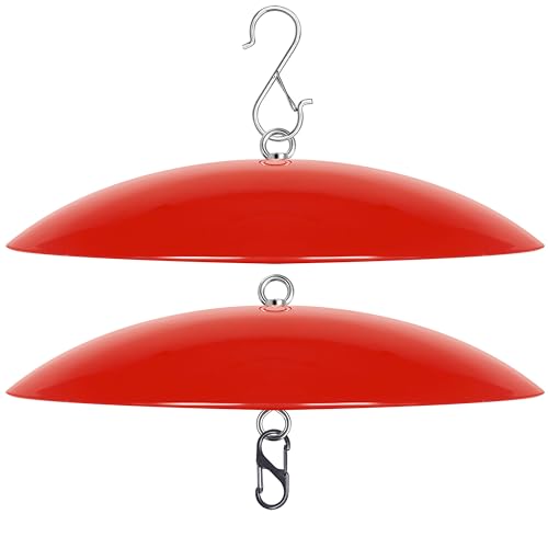 13" Hummingbird Feeder Dome Guard,Bird's Feeder Rain Cover,Squirrel Proof for Bird Feeders Pole, Smart Bird Feeders Umbrella(Bright Red), 2Pack - color: Bright Red, size: 13Inch / 2 Packs