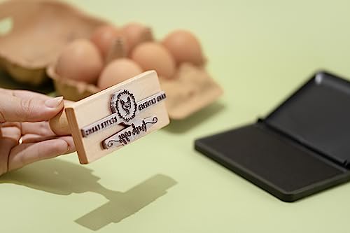 Stamp by Me | Egg Cartons Stamp | Personalized Eggs Carton Stamps | Chicken Eggs Stamper | Custom Wooden Rubber Stamp | Self-Inking Labels | Farm Stampers | Black Ink | Mini, Medium or Big Stamping