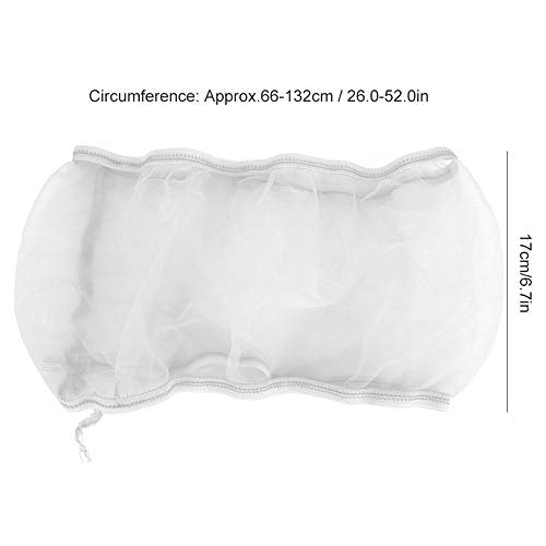 2PCS Bird Cage Cover, Bird Cage Seed Catcher, Adjustable Soft Airy Nylon Mesh Net, Birdcage Cover Skirt Seed Guard for Parrot Parakeet Macaw African Round Square Cages (S) - color: White