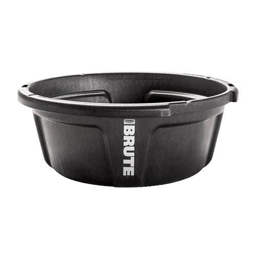 Rubbermaid Commercial Products Brute 6-Gallon Animal Pan Feeder, RigidCell Construction, Stackable Livestock Feed Bowl, Made in USA - size: 6 Gal, style: Pan Feeder