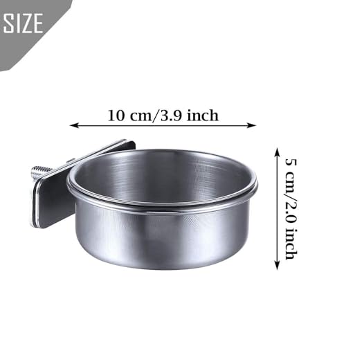 Kathson 2 Pack Bird Feeding Dish Cups, Stainless Steel bird bowls Parrot Feeders Water Cage Bowls with Clamp Holder Bird Feeders for Parakeet Cockatiels Conure Budgies Lovebird Finch and Small Animals