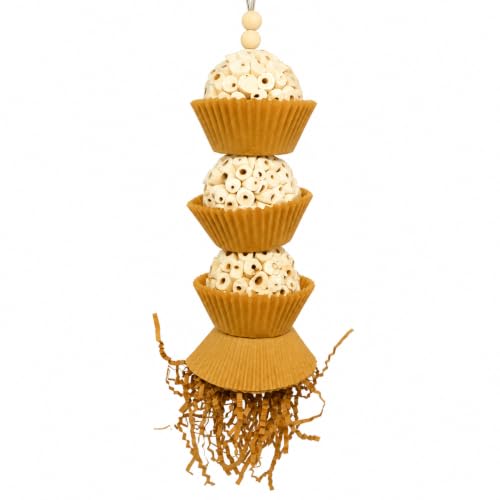 Bonka Bird Toys 1931N Natural Three Cake Parrot Chew Shred Forage Cage Toy, Conure, Amazon, Pionus, and Similar