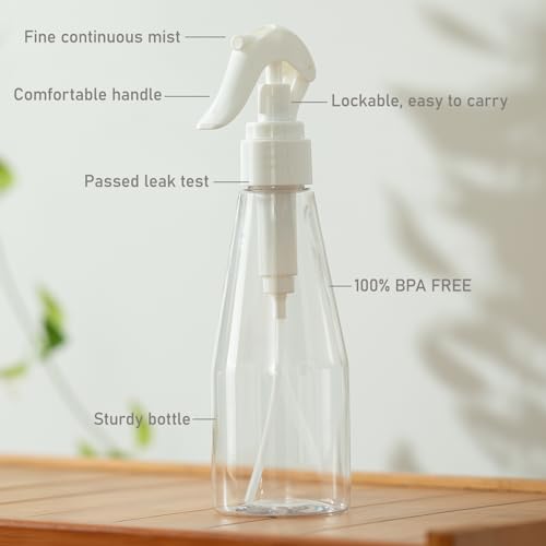 10 oz Continuous Spray Bottle for Hair, Ultra-Fine Water Spray Bottle for Cleaning, Plants, Pets (Plastic, White, 300ml) - color: white