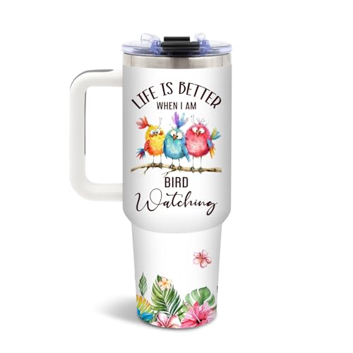 DUUV Bird Watching Tumbler 40oz, Insulated Birds Lover Gift for Women | Funny Bird Lover Cup Leakproof, Birds Watching Gift Mug, Birthday Christmas Ideal Gifts for Birders Lovers Women Man, 1 Pack - color: Three Birds
