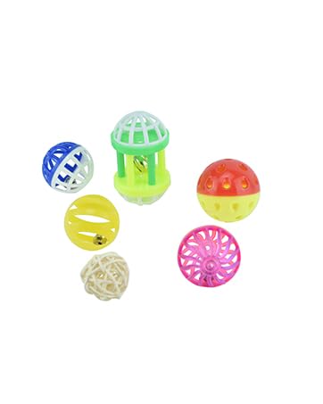 6Pcs Bird Ball Bell Toy Interactive Foraging Treat Feeder Parakeet Foot Toy | Conure Chewing Training Rattle Bells Spinning Balls, Parrot Cage Toys for Budgie Lovebirds Playgym Birdcage - size: 6 pcs bird toys