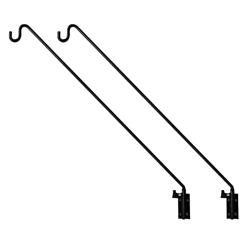 2 Packs Heavy Duty Extended Reach Wall Mounted Deck Hook Wall Pole, Wall Bracket Direction and Length Adjustable Plant Bracket for Bird Feeders, Planters, Suet Baskets, Lanterns, Wind Chimes - size: 43in Long Wall Mounted Hook-2 Packs