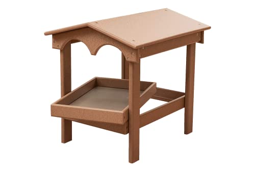 DutchCrafters Recycled Plastic Poly Large Raised Platform Covered Ground Fly Through Bird Feeder with Removable Seed Tray for Outdoors - USA Amish Made (Cedar) - color: Cedar