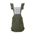 Cute Cotton Apron for Women, Adjustable Bib Cooking Kitchen Aprons with Pockets for BBQ Drawing Baking - color: Army Green