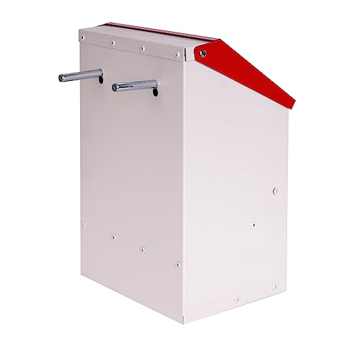 Galvanized Wall Mount Chicken Feeder No Waste Hanging Chicken Feeder with Lid Weatherproof Metal Automatic Poultry Feeder Trough Food Dispenser for Outside Coop (10 lbs)