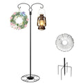 Liitrton 62.6 Inch Double Shepherds Hooks for Outdoor Hanging Bird Feeders | Adjustable Hummingbird Feeder Stand with Round Base, 4 Prongs Base & Water Weight Bag, Garden Decor Hanger