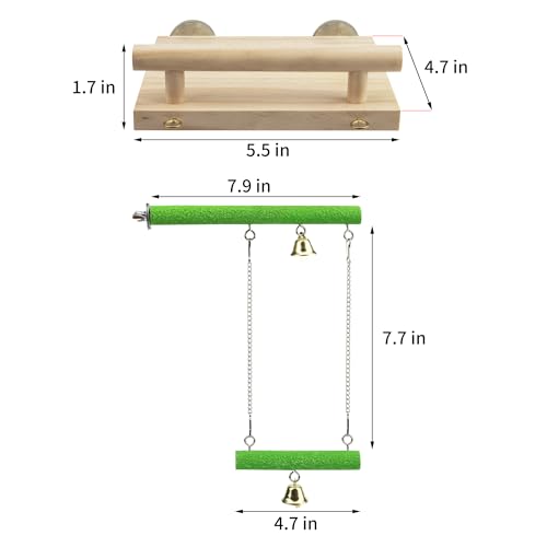 Bird Perches for Cage Wood Parrot Perch Stand Swing | Natural Wood Platform Bird Swing Bird Perch Stand Paw Grinding Stick for Parakeet Cockatiels Lovebirds Cage Accessories