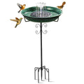 Metal Bird Bath with Solar Fountain for Hummingbirds,Stable Stylish Design with 5-Prong Base Metal Stake Bird Bath for Outside Lawn Patio Yard Garden