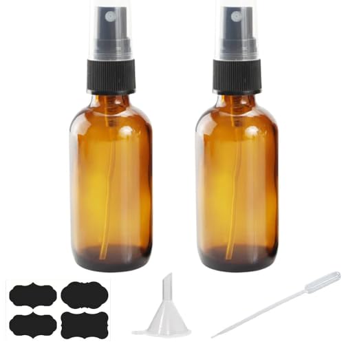 4 oz Amber Glass Spray Bottles for Essential Oils, Small Empty Fine Mist Spray Bottle,2 Pack with Funnel Dropper - style: 2 - Pack
