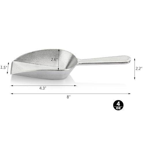 New Star Foodservice One-Piece Cast Aluminum Flat Bottom Bar Ice Flour Utility Scoop, 4-Ounce, Silver - size: 4-Ounce