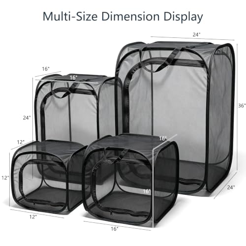 Mesh Plant Protection Enclosure, Portable Collapsible Garden Grow Cage with Mesh Barrier, Pest & Bird Proof Plant Cover for Vegetables, Fruits, Outdoor Patio Balcony Use, 36 Inches Tall - color: Black/Black, size: 36 × 24 × 24 inches