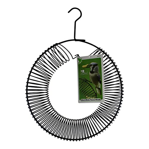 Whole Peanut Black Wreath Feeder for Squirrels and Blue Jays | 13 Inch Wreath; Whole Peanut Feeder; Attracts Jays; Hanging Design