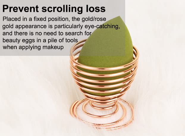 AKOAK 1 Pack Gold/Rose Gold Round Puff Storage Rack, Makeup Egg Drying Rack, Makeup Gourd Puff Sponge Display Beauty Tools - color: Rose gold