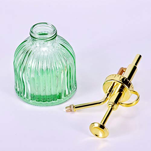 Glass Plant Mister Spray Bottle, 6.5" Green Glass Water Spray Bottle with Gold Top Pump Small Watering Can, Small Plant Sprayer Mister for Indoor Outdoor House (Green+Gold A) - style: Green+Gold A
