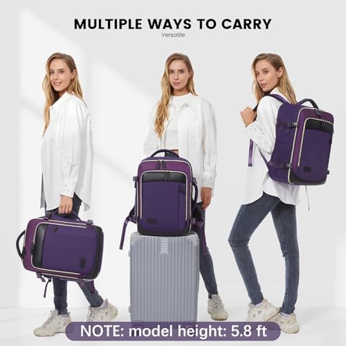 LOVEVOOK Travel Backpack for Women, 40L Carry On Backpack with 3 Packing Cubes,TSA Personal Item Travel Bag Airline Approved, Water Resistant Weekender Overnight Luggage Daypack, Fits 17 Inch Laptop - color: H-blue-purple-black, size: Large - 17.3 Inch -