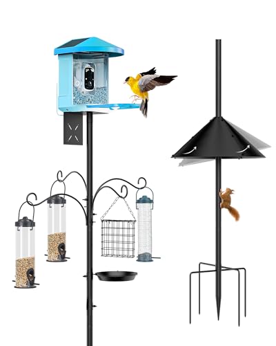 Bird Feeder Pole,92 Inch Bird Feeder Stand,Heavy Duty House Poles with Squirrel Proof Baffle, (House Not Include)