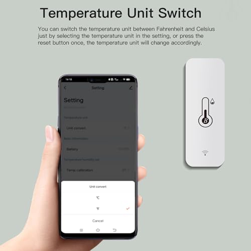 Wireless Smart Thermometer Hygrometer: Bluetooth Temperature Humidity Sensor with App Notification Alerts and Data Storage, Remote Monitor for Green House Guitar Humidor Incubator-2pack