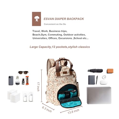 Diaper Bag Backpack Corduroy Multifunction Baby Fashion Travel Pack office Laptop Bag - color: Brown Fawn