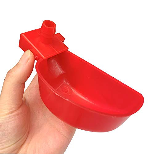 10set Quail Waterer Automatic Bird Water Cups for Cage Hang Drinker Poultry Bird Watering System (Red) - color: Red
