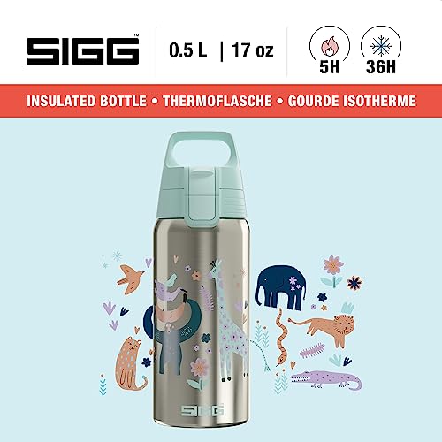 SIGG - Insulated Kids Bottle - Shield One Therm - For Carbonated Beverages - Dishwasher Safe - Stainless Steel - 17 Oz - color: Jungle
