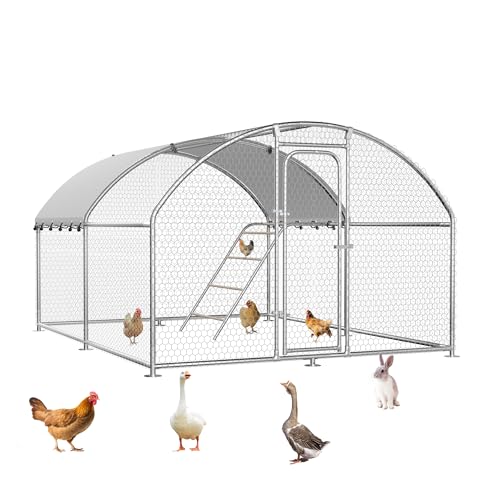 Large Chicken Run 13.2 x 10 x 6.4 FT Chicken Coop with Cover | Reinforced frame, Walk-in Chicken Coop, Roosting Perch, Waterproof Cover, Side Hardware Cloth, Backyard & Farm Use - size: 119.9"L x 156.1"W x 76.4"H