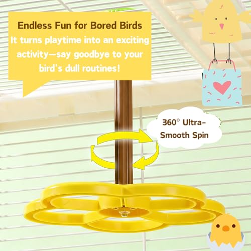 Spinning Bird-Toys Bird Cage Toys & Bird Perch Parrot-Parakeet Budgie Cockatiel Conure Macaw Chicken Parrot Enrichment Cage Accessories Small Animal Chewing Toy (Yellow Perch) - color: Yellow Perch