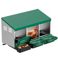 Chicken Nesting Boxes, Roll Away Laying Nest Box for Hens, 3 Compartments | Rollout design with removable drawer for easy egg collection and cleaning, built with durable galvanized steel, Green - color: Green