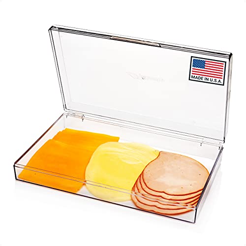 Pikanty Large Deli Meat Container for Refrigerator — Holds 3 Packs of Bacon, Cold Cuts, Sliced Cheese, Ham, Turkey or Salami, Airtight Hinged Lid, Dishwasher and Freezer Safe, Made in USA - style: Deli Keeper