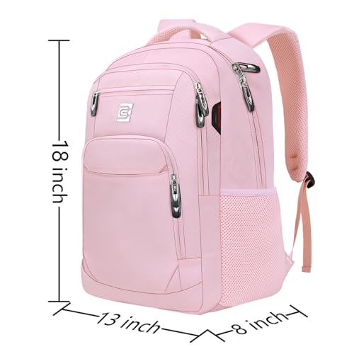 Laptop Backpack,Business Travel Anti Theft Slim College Backpack | Water Resistant Durable Computer Bag Gift for Women & Men Fits 15.6 Inch Laptop and Notebook - Light Pink - color: Light Pink, size: 15.6 Inch, style: Laptop