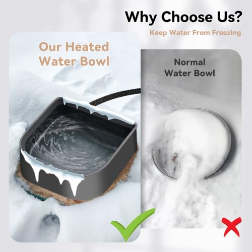 Heated Water Bowl for Cats, Outdoor Anti-Freeze Pet Thermal Bowls for Chickens Rabbits Birds, Hanging Small Dog Winter Warm Dish, Heating Bird Baths Feeder Bowl, Detachable Shell, Grey 1L - size: 1L(Grey)