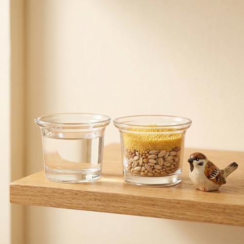 DOITOOL 2 Pcs Glass Bird Feeder Replacement Cups, Hanging Clear Oriole Feeder Replacement Cups Jelly Jar for Outdoors Hummingbird Feeding Bowl Accessories for Garden Balcony Window